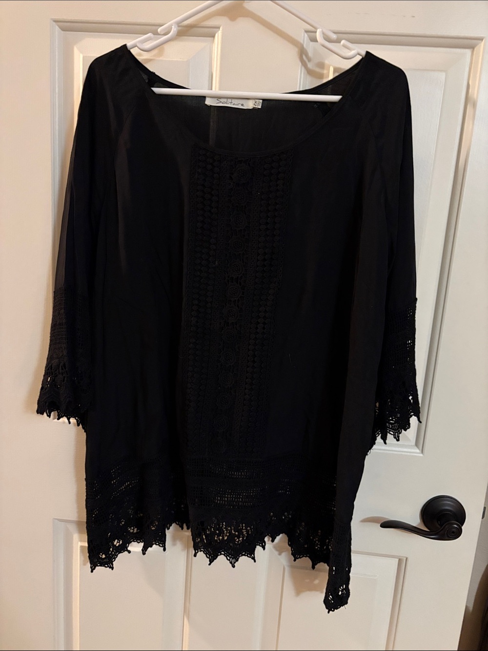 Solitaire Black Crochet-Trim Tunic